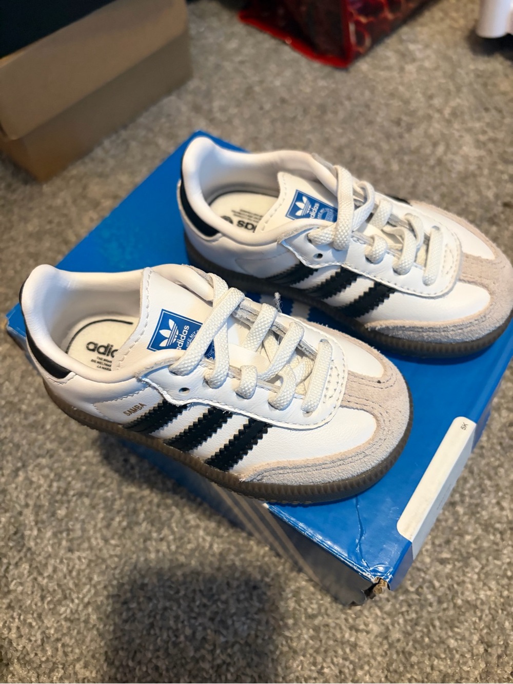 adidas Kids White, Black & Gray Samba Sneakers